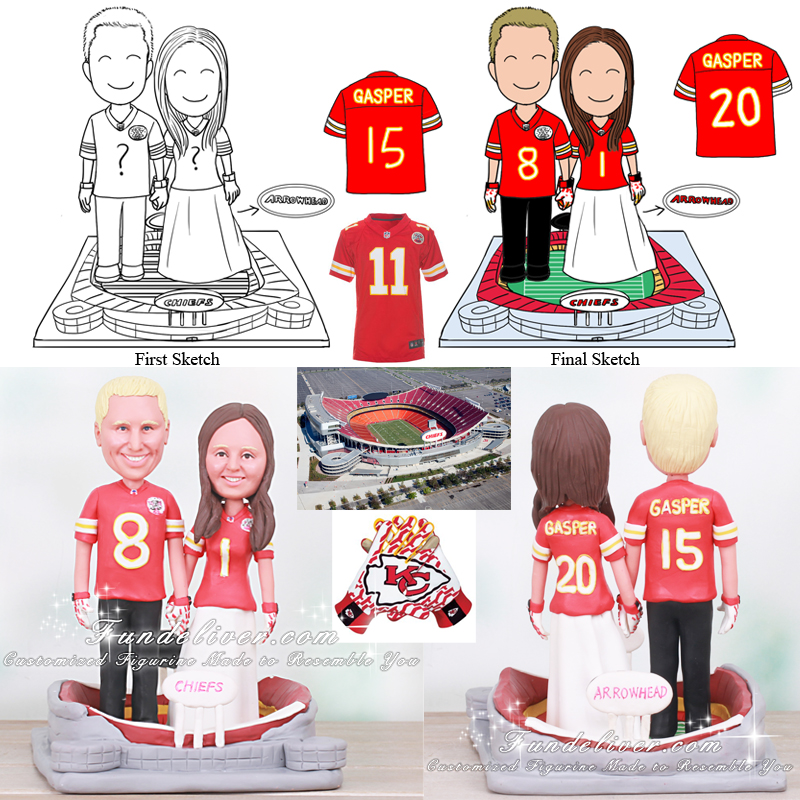 football bride and groom cake topper